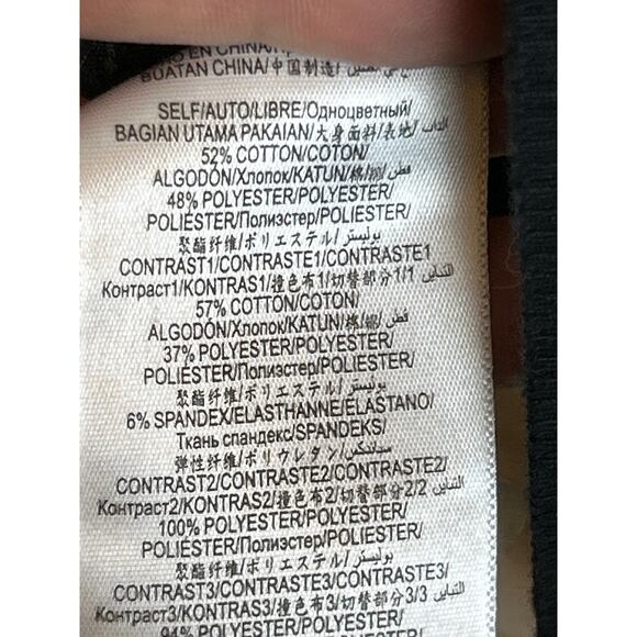 BCBGMAXAZRIA Women’s XS Black Ribbed Abstract Lace Sweatshirt Top 1/2 Sleeve New - Picture 5 of 7